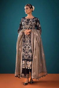 UAE -3PC Embroidered Unstitched Zari Lawn Shirt with Embroidered Cotton Net Dupatta and Inner PRW-32045