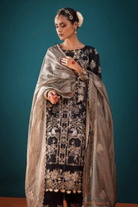 UAE -3PC Embroidered Unstitched Zari Lawn Shirt with Embroidered Cotton Net Dupatta and Inner PRW-32045
