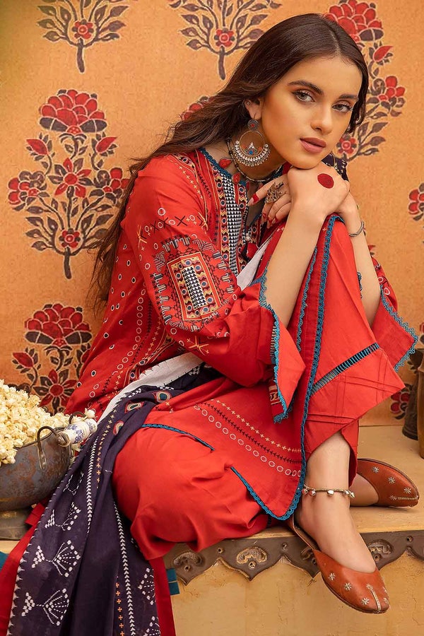 UAE -3PC Unstitched Lacquer Cotton Printed Suit CBN-22004