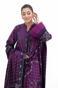 UAE -3 Piece Unstitched Printed Dhanak Suit DH-42008