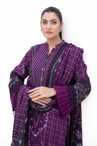 UAE -3 Piece Unstitched Printed Dhanak Suit DH-42008