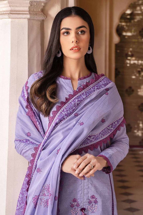 UAE -3PC Embroidered Lawn Unstitched Suit With Denting Lawn Dupatta DN-32018
