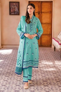 UAE -3PC Embroidered Lawn Unstitched Suit With Denting Lawn Dupatta DN-32023