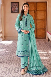 UAE -3PC Embroidered Lawn Unstitched Suit With Denting Lawn Dupatta DN-32023