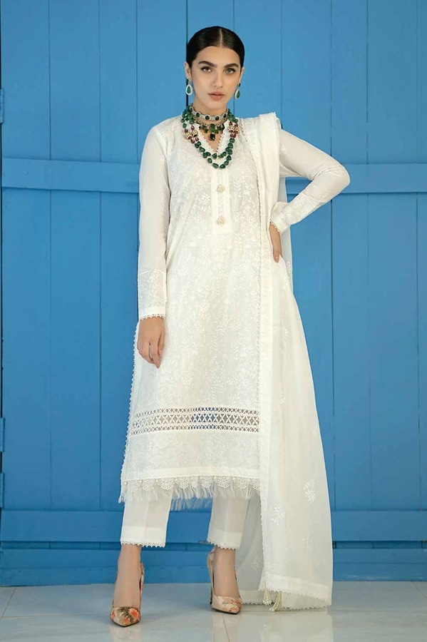 UAE -3PC Embroidered Lawn Unstitched Suit with Embroidered Denting Lawn Dupatta DN-42001