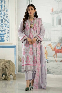 UAE -3PC Embroidered Lawn Unstitched Suit with Embroidered Denting Lawn Dupatta DN-42002