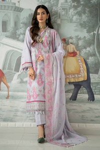 UAE -3PC Embroidered Lawn Unstitched Suit with Embroidered Denting Lawn Dupatta DN-42002