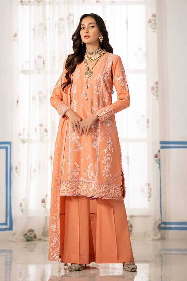 UAE -3PC Embroidered Lawn Unstitched Suit with Embroidered Denting Lawn Dupatta DN-42009