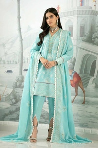 UAE -3PC Embroidered Lawn Unstitched Suit with Embroidered Denting Lawn Dupatta DN-42011