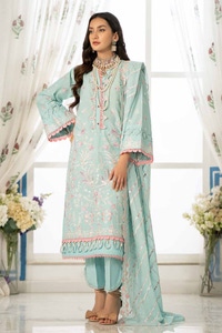 UAE -3PC Embroidered Lawn Unstitched Suit with Embroidered Denting Lawn Dupatta DN-42017