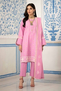 UAE -3PC Embroidered Lawn Unstitched Suit with Embroidered Denting Lawn Dupatta DN-42018