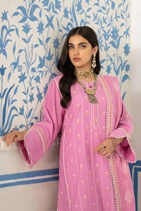 UAE -3PC Embroidered Lawn Unstitched Suit with Embroidered Denting Lawn Dupatta DN-42018