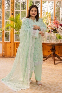 UAE -3PC Embroidered Printed Lawn Unstitched Suit with Embroidered Printed Denting Lawn Dupatta DN-42022