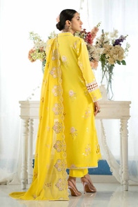 UAE -3PC Embroidered Lawn Unstitched Suit with Embroidered Denting Lawn Dupatta DN-42024