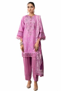 UAE -3PC Unstitched Diamantes Printed Lawn Suit with Denting Lawn Dupatta DN-42033