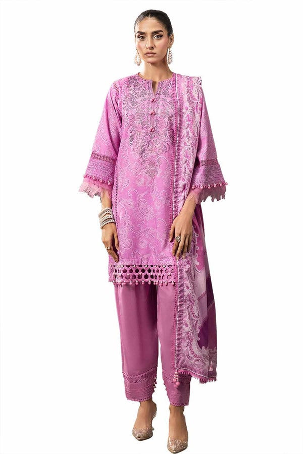 UAE -3PC Unstitched Diamantes Printed Lawn Suit with Denting Lawn Dupatta DN-42033