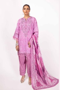 UAE -3PC Unstitched Diamantes Printed Lawn Suit with Denting Lawn Dupatta DN-42033