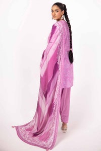 UAE -3PC Unstitched Diamantes Printed Lawn Suit with Denting Lawn Dupatta DN-42033