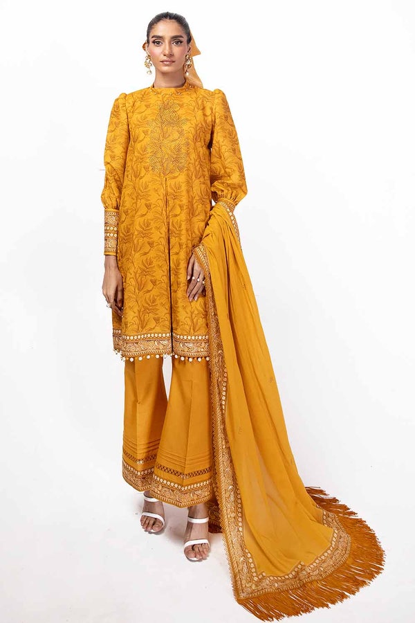 UAE -3PC Unstitched Diamantes Printed Lawn Suit with Denting Lawn Dupatta DN-42035