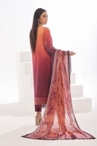 UAE -3 Piece Unstitched Embroidered Lawn Suit with Printed Denting Lawn Dupatta DN-42046