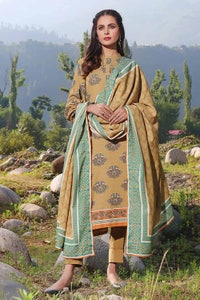 UAE -3PC Printed Karandi Unstitched Suit AY-32030