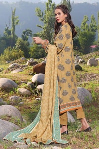 UAE -3PC Printed Karandi Unstitched Suit AY-32030