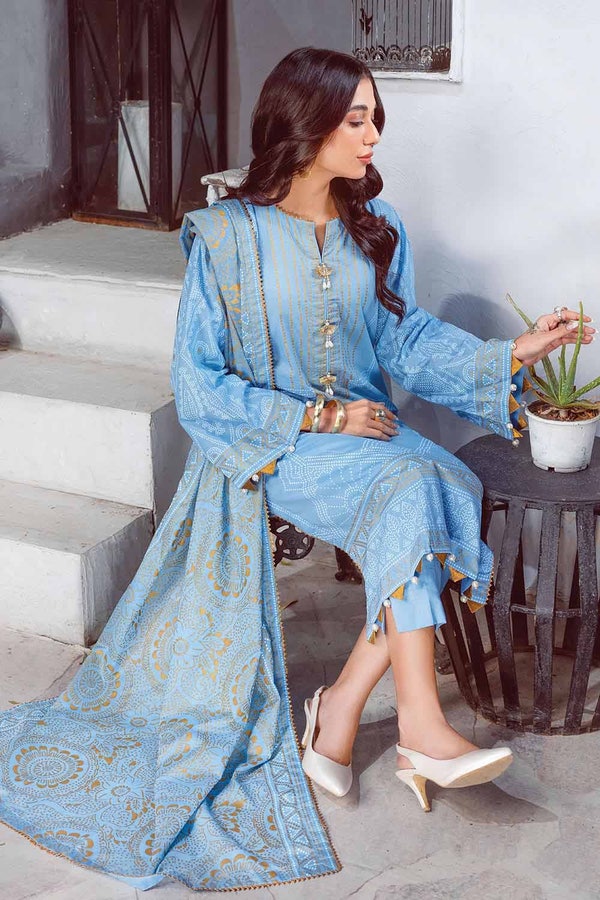 UAE -3PC Lawn Unstitched Gold Printed Suit CL-32394 B