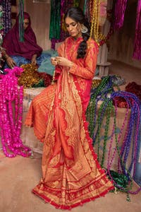 UAE -3PC Gold and Lacquer Lawn Printed Unstitched Suit CL-32535 A