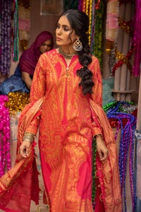UAE -3PC Gold and Lacquer Lawn Printed Unstitched Suit CL-32535 A