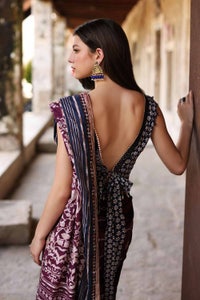 UAE -2PC Lawn Unstitched Saree Blouse SR-32005