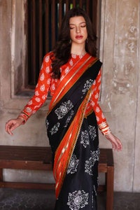 UAE -2PC Lawn Unstitched Saree Blouse SR-32004