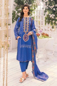 UAE -3PC Embroidered Gold Printed Lawn Unstitched Suit With Embroidered Denting Lawn Dupatta DN-32052