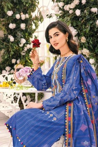 UAE -3PC Embroidered Gold Printed Lawn Unstitched Suit With Embroidered Denting Lawn Dupatta DN-32052