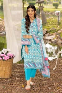 UAE -3PC Printed Lawn Unstitched Suit with Denting Lawn Dupatta DN-32106 A