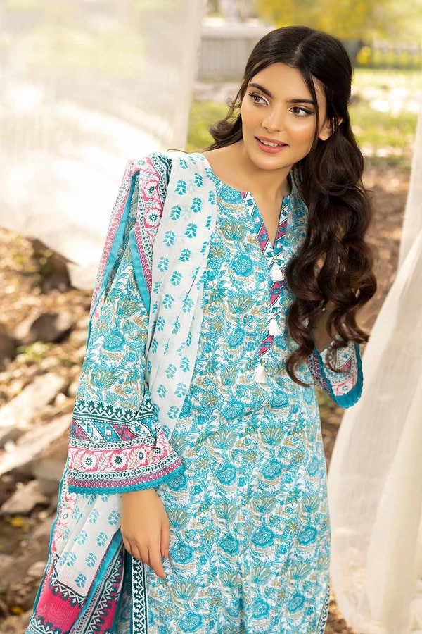 UAE -3PC Printed Lawn Unstitched Suit with Denting Lawn Dupatta DN-32106 A