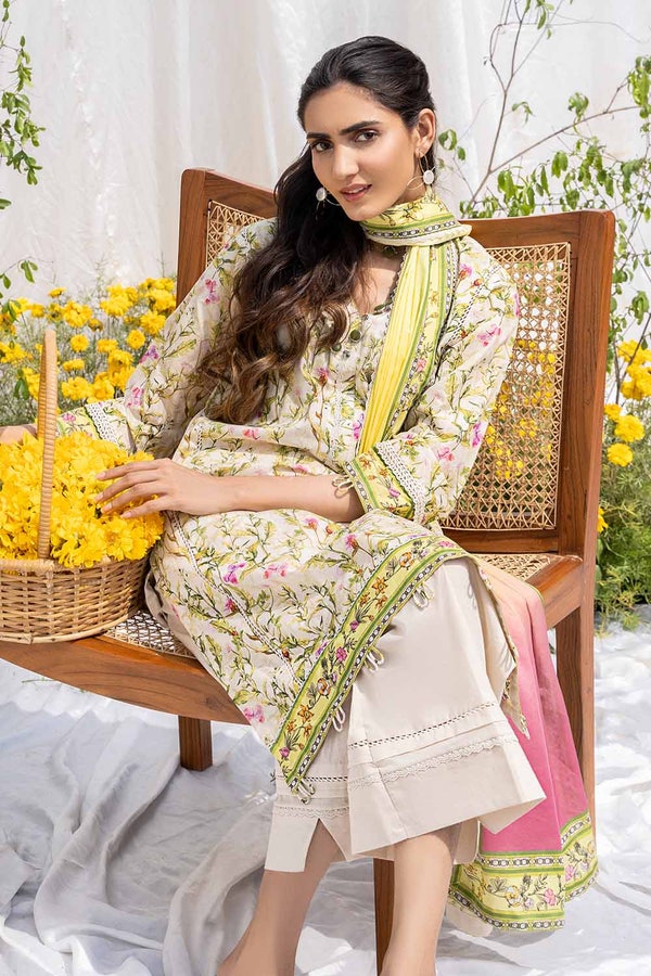 UAE -3PC Printed Lawn Unstitched Suit CL-32546