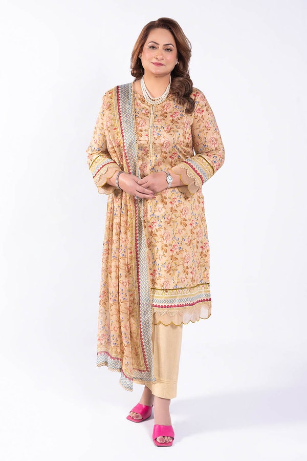 UAE -3 Piece Unstitched Printed Chiffon Dupatta BM-52006