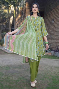 UAE -3PC Lawn Unstitched Printed Suit with chiffon dupatta BM-32031