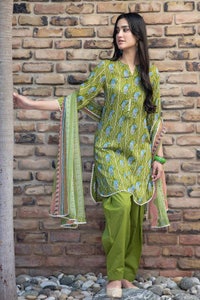 UAE -3PC Lawn Unstitched Printed Suit with chiffon dupatta BM-32031