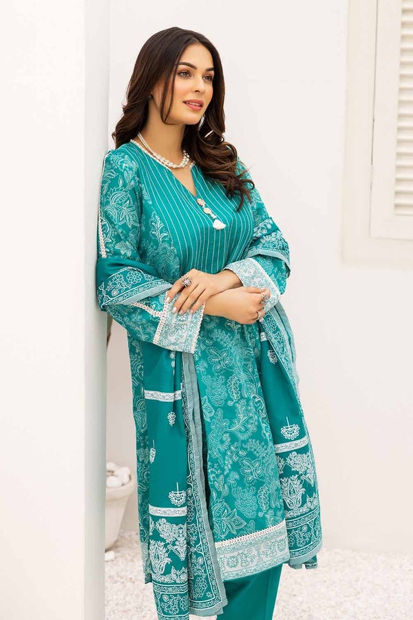 UAE -3PC Printed Lawn Unstitched Suit CL-32512 B
