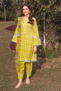 UAE -3PC Lawn Unstitched Suit With Laces and Digital Printed Denting Lawn Dupatta DN-32064