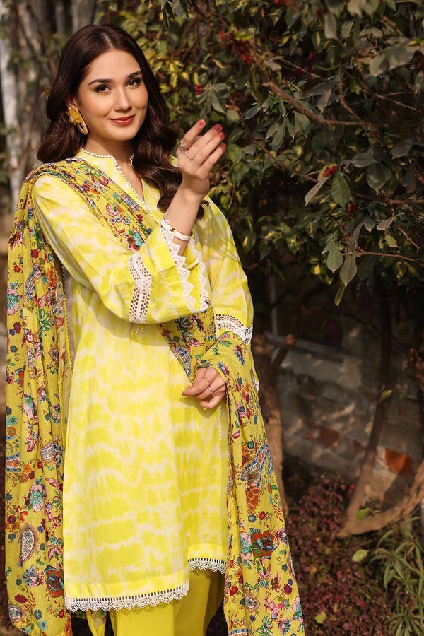 UAE -3PC Lawn Unstitched Suit With Laces and Digital Printed Denting Lawn Dupatta DN-32064
