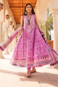 UAE -3PC Embroidered Lacquer Printed Lawn Unstitched Suit with Khaddi Net Dupatta and organza on neckline CN-32018