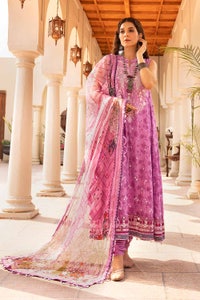 UAE -3PC Embroidered Lacquer Printed Lawn Unstitched Suit with Khaddi Net Dupatta and organza on neckline CN-32018