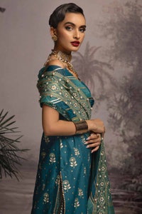 UAE -3PC Embroidered Gold and Lacquer Printed Lawn Suit with Cotton Net Dupatta CN-32023