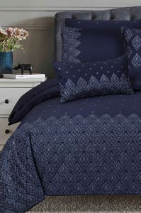 UAE -Eclipse Blue T-400 Embroidered Quilt Cover Set
