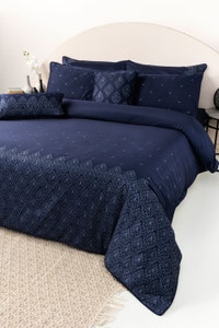 UAE -Eclipse Blue T-400 Embroidered Quilt Cover Set