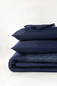 UAE -Eclipse Blue T-400 Embroidered Quilt Cover Set