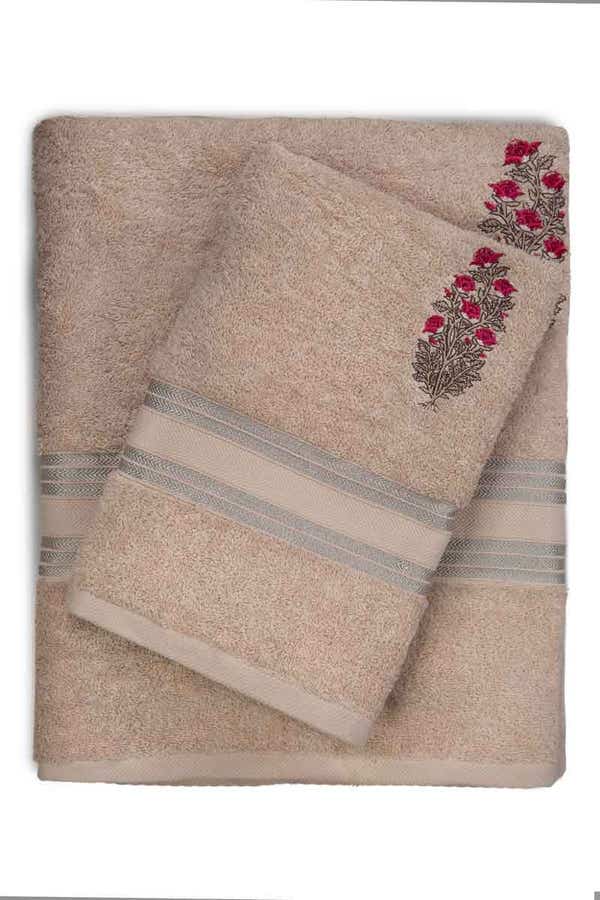 UAE -Ecru 3 PC Combed Embroidered Towel Set