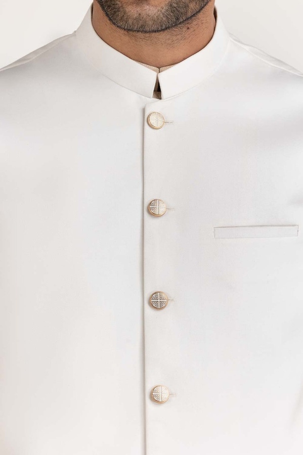 UAE -Egg White Basic Waist Coat WC-PD23-007